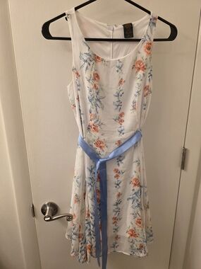 Disney Alice Through the Looking Glass White Dress with Blue Tie